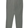 Taupe grey cotton-blend pull-on mid-rise slacks with zip detail along cuffs