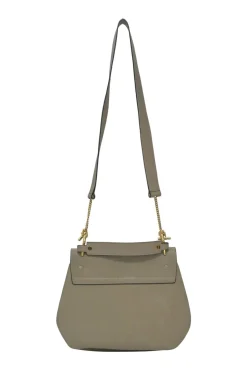 Taupe leather Drew shoulder bag with gold-tone metallic hardware