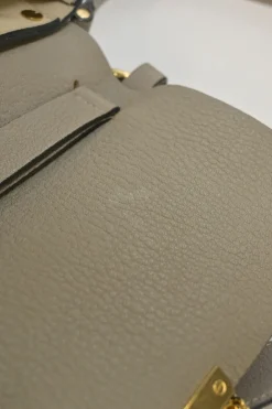 Taupe leather Drew shoulder bag with gold-tone metallic hardware