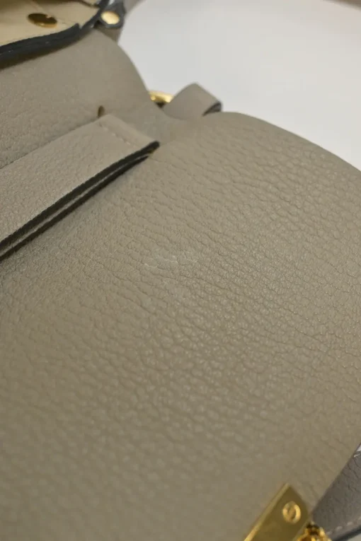Taupe leather Drew shoulder bag with gold-tone metallic hardware