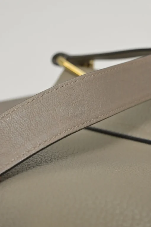 Taupe leather Drew shoulder bag with gold-tone metallic hardware