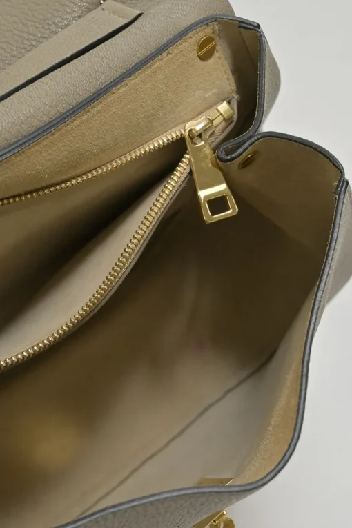 Taupe leather Drew shoulder bag with gold-tone metallic hardware