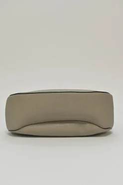 Taupe leather Drew shoulder bag with gold-tone metallic hardware