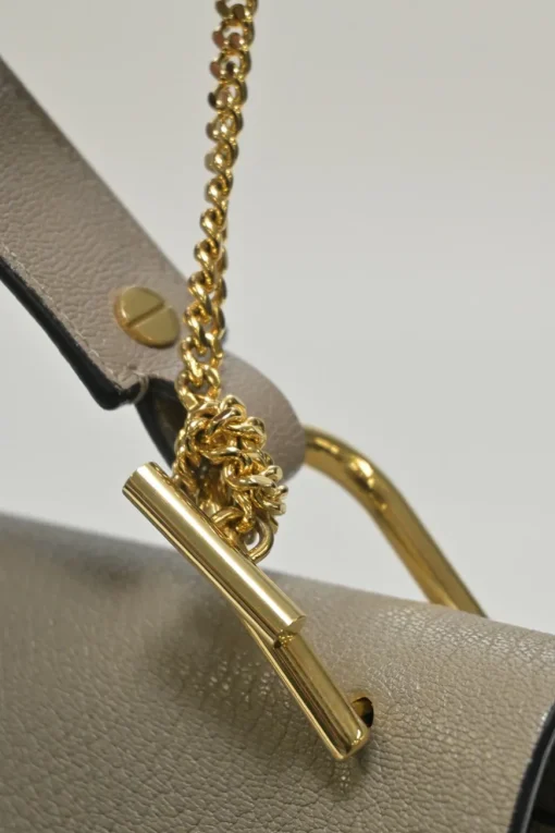 Taupe leather Drew shoulder bag with gold-tone metallic hardware