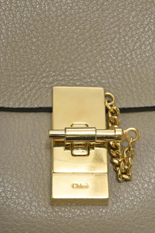 Taupe leather Drew shoulder bag with gold-tone metallic hardware