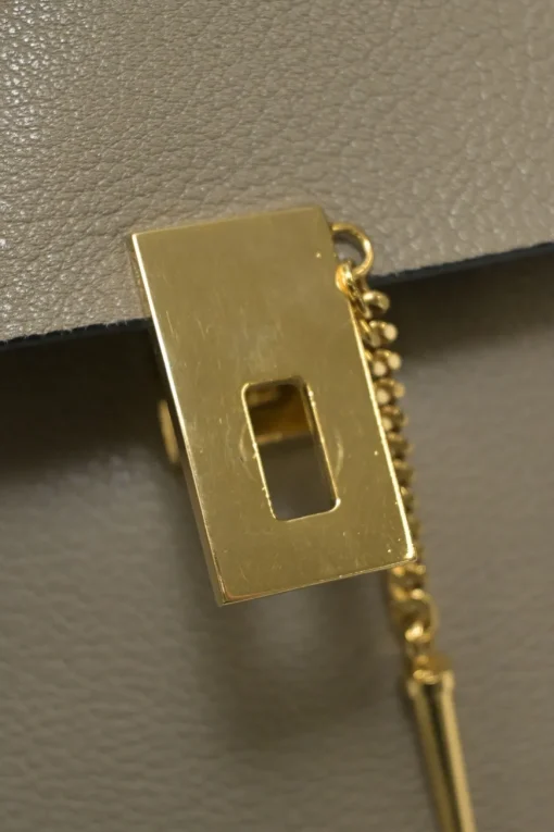 Taupe leather Drew shoulder bag with gold-tone metallic hardware