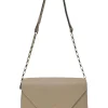 Taupe leather Iside flap shoulder bag