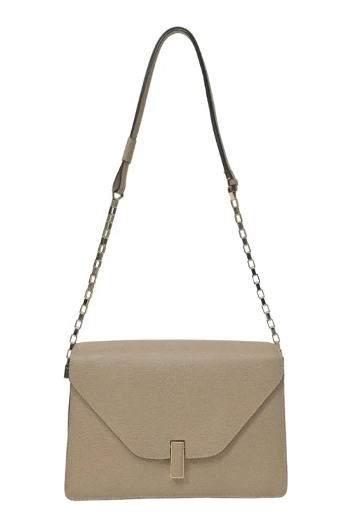 Taupe leather Iside flap shoulder bag