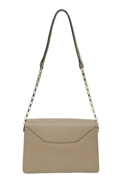 Taupe leather Iside flap shoulder bag