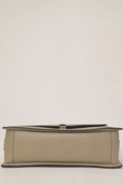 Taupe leather Iside flap shoulder bag