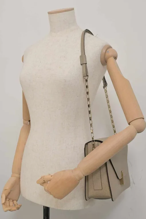 Taupe leather Iside flap shoulder bag