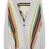 Taupe mixed media silk and cotton belted foulard cardigan featuring signature Brides de Gala motif