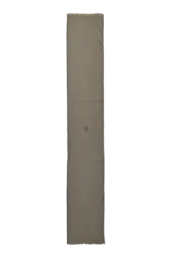 Taupe silk logo jacquard long scarf