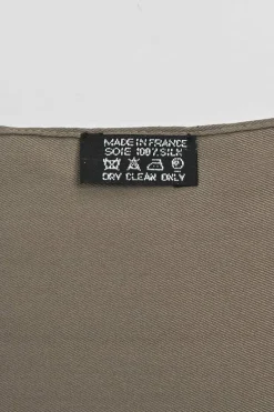 Taupe silk logo jacquard long scarf