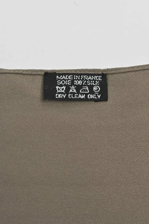 Taupe silk logo jacquard long scarf