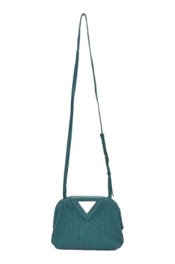Teal knit leather The Point shoulder bag