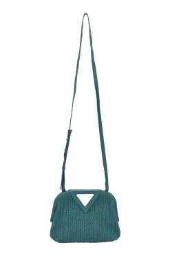 Teal knit leather The Point shoulder bag