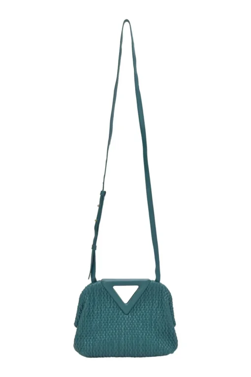 Teal knit leather The Point shoulder bag