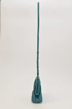 Teal knit leather The Point shoulder bag