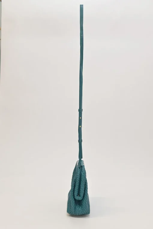 Teal knit leather The Point shoulder bag
