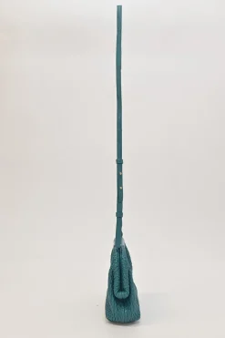 Teal knit leather The Point shoulder bag