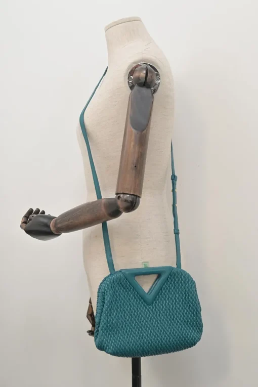 Teal knit leather The Point shoulder bag