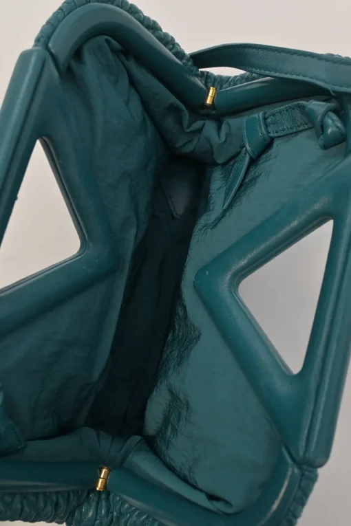 Teal knit leather The Point shoulder bag