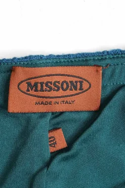 Teal rayon-blend textured 3D warp knit flared pants