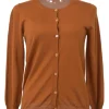 Terracotta cashmere jersey knit button-front cardigan