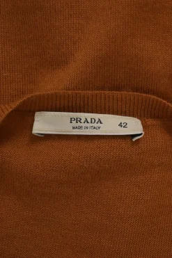 Terracotta cashmere jersey knit button-front cardigan
