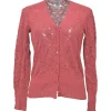 Terracotta pink viscose-blend pointelle cardigan