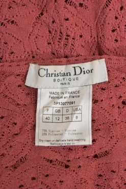 Terracotta pink viscose-blend pointelle cardigan