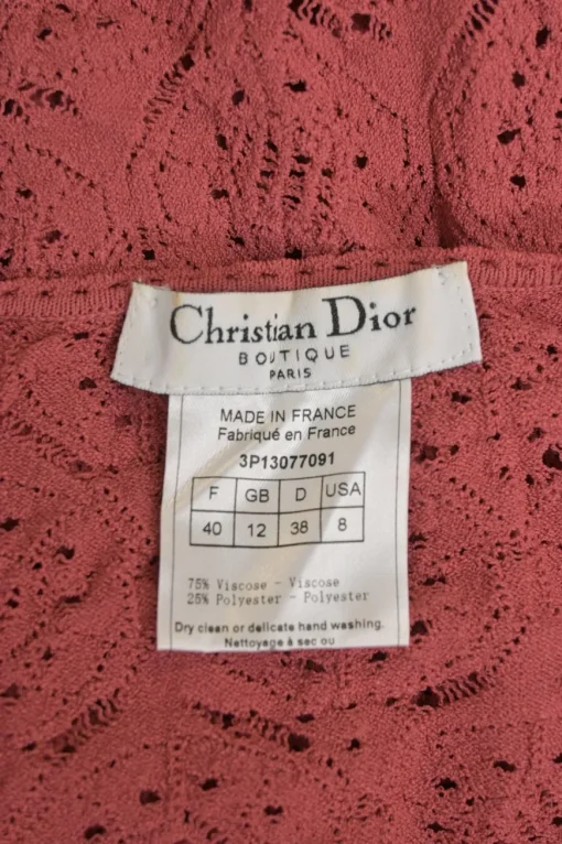 Terracotta pink viscose-blend pointelle cardigan