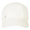 'Tess Cap' in off white cotton canvas with interior "Quadrige" badge and adjustment tab with two polished palladium plated Clou de Selle details