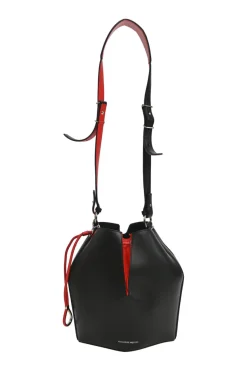 The Bucket Bag in black and red leather
