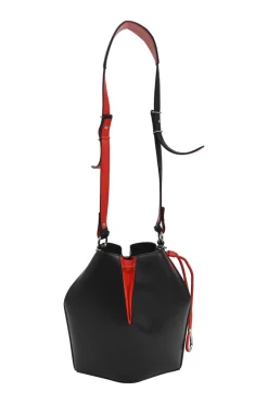 The Bucket Bag in black and red leather