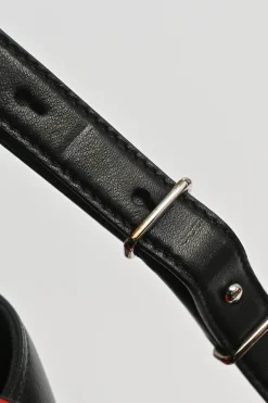 The Bucket Bag in black and red leather