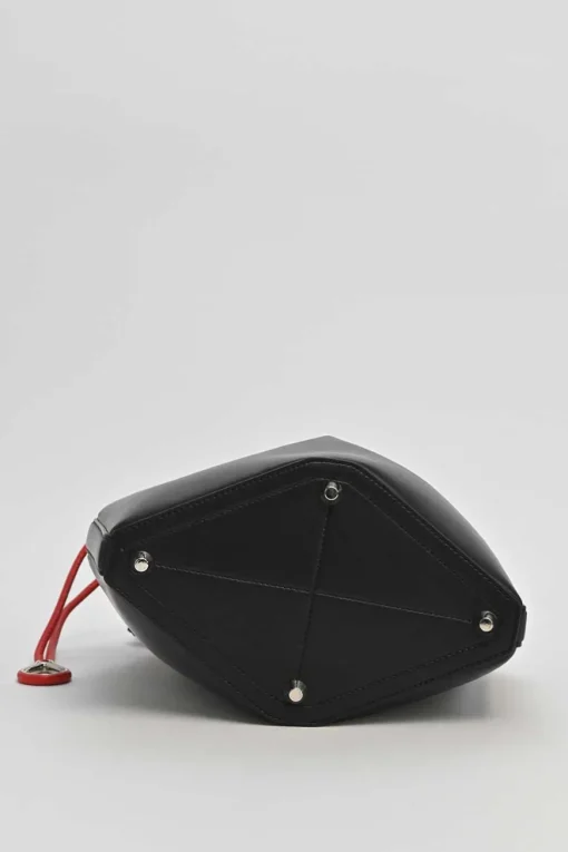 The Bucket Bag in black and red leather