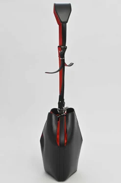 The Bucket Bag in black and red leather