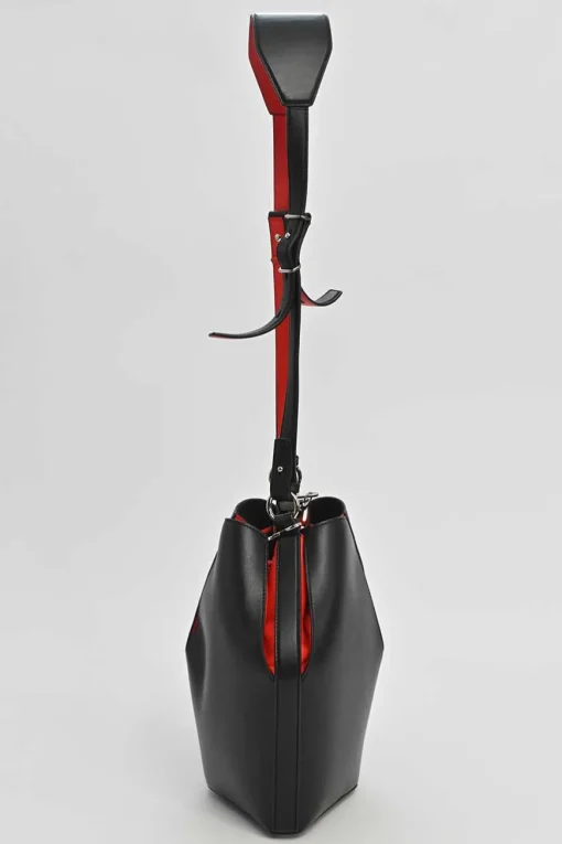 The Bucket Bag in black and red leather