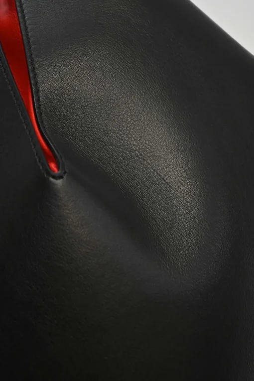 The Bucket Bag in black and red leather
