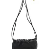 The Mini Bulb Gathered Black Leather Shoulder Bag