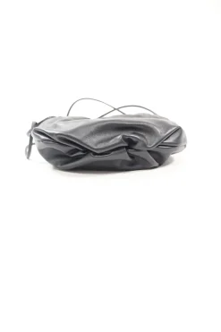 The Mini Bulb Gathered Black Leather Shoulder Bag