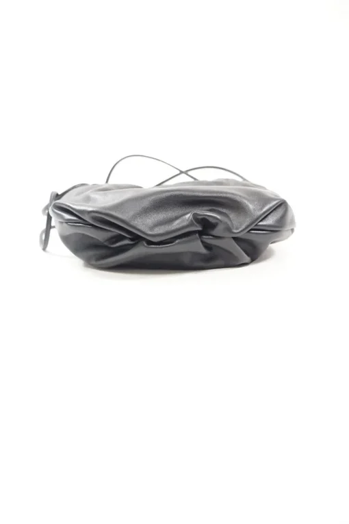 The Mini Bulb Gathered Black Leather Shoulder Bag