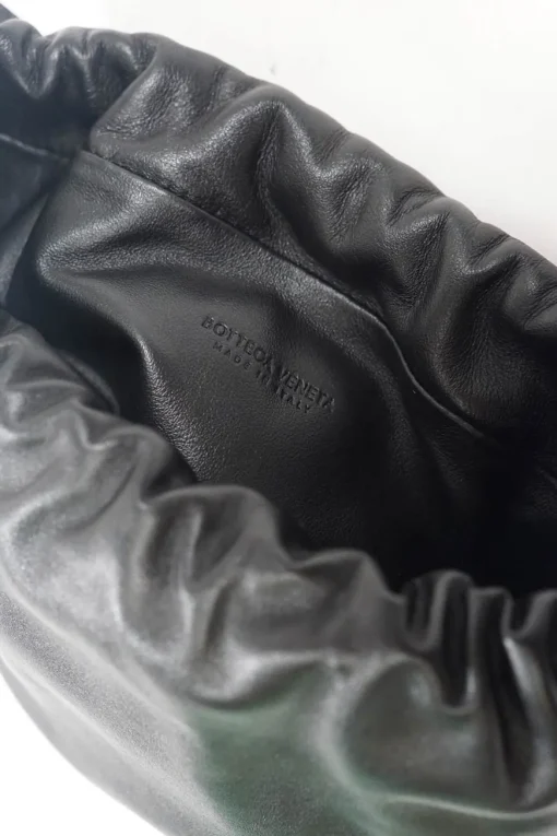 The Mini Bulb Gathered Black Leather Shoulder Bag