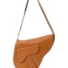 Tobacco grained calfskin leather Baudrier saddle bag