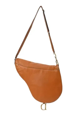 Tobacco grained calfskin leather Baudrier saddle bag
