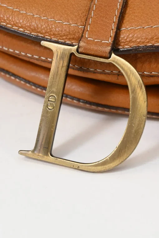 Tobacco grained calfskin leather Baudrier saddle bag
