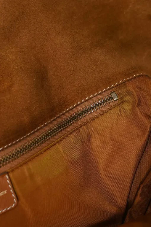 Tobacco grained calfskin leather Baudrier saddle bag