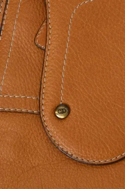 Tobacco grained calfskin leather Baudrier saddle bag